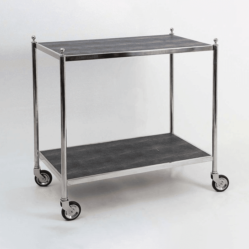 Cliveden Drinks Trolley, Charcoal Shagreen
