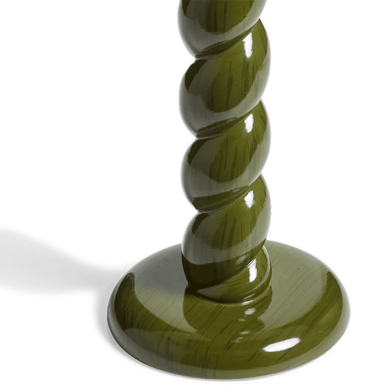 Barley Pair of Twist Candle Holders, H24cm, Spruce