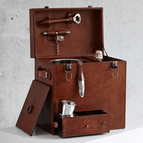 Image showing the Brown Leather Drinks Box, Incl. Ice Bucket product.