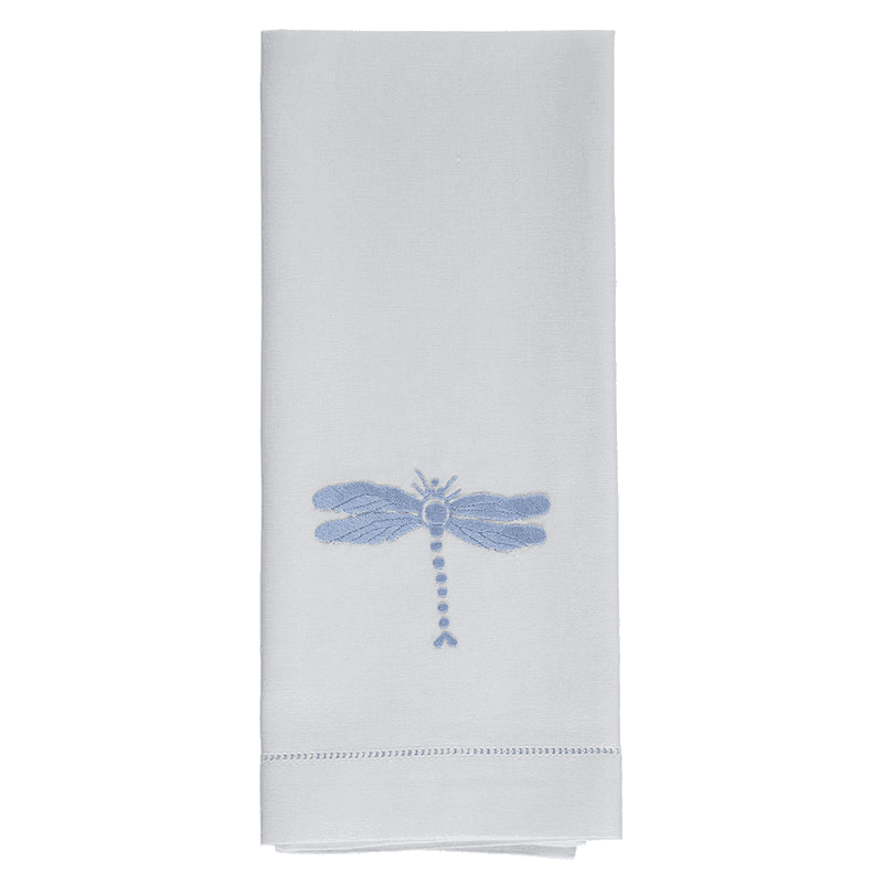 Dragonfly Hand Towel, 38 x 58cm, White/Blue