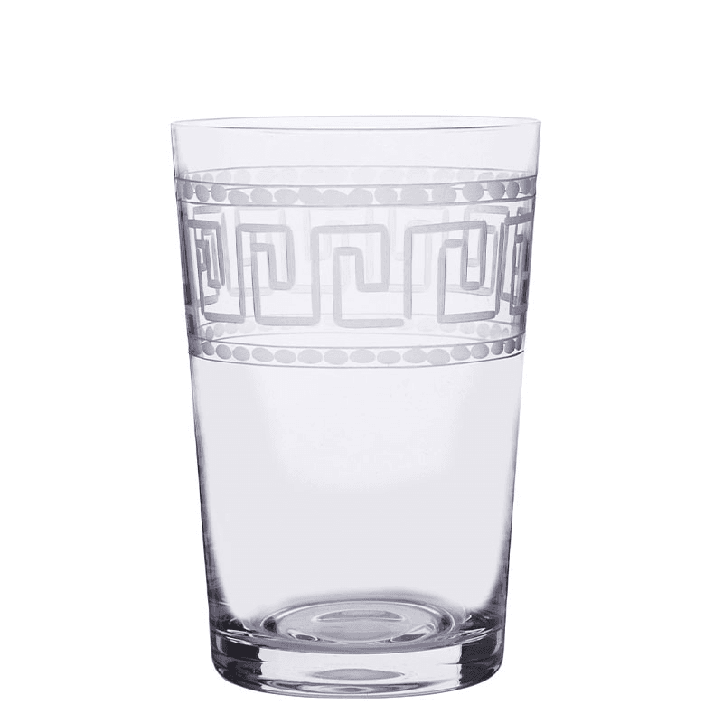 Greek Key Set of 6 Crystal Tumblers, 260ml, Clear
