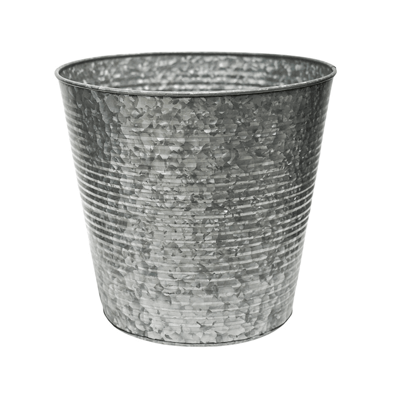 Galvanised Ribbed Planter, D37cm, Silver