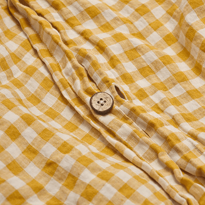 Gingham Linen Duvet Cover, King, Honey