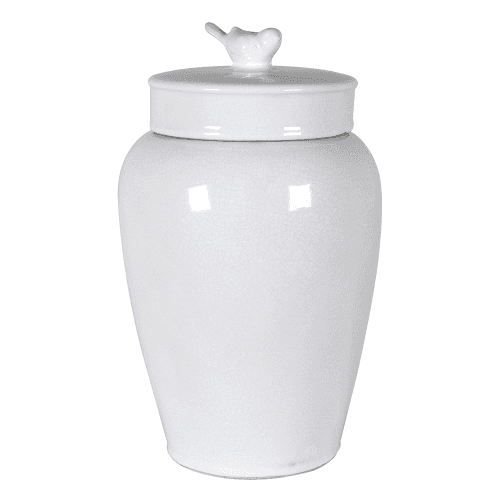 Image showing the Bird Ceramic Jar, H35cm, White product.