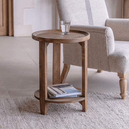 Image showing the Triveni Mango Wood Side Table, Walnut product.