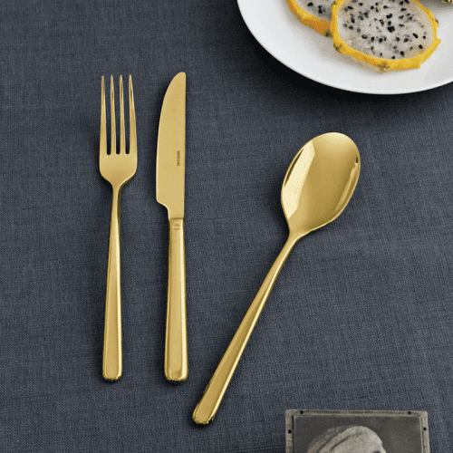 Image showing the Linear 36 Piece Cutlery Set, Gold product.