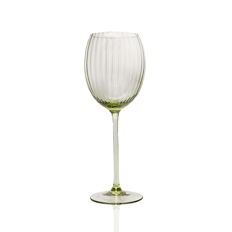 Lyon Set of 2 White Wine Glasses, 380ml, Olive Green
