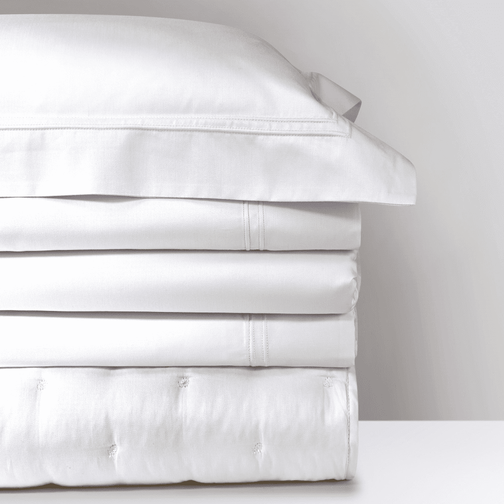Triomphe - 300 Thread Count Cotton Sateen Super king fitted sheet, 200 x 200cm, Blanc