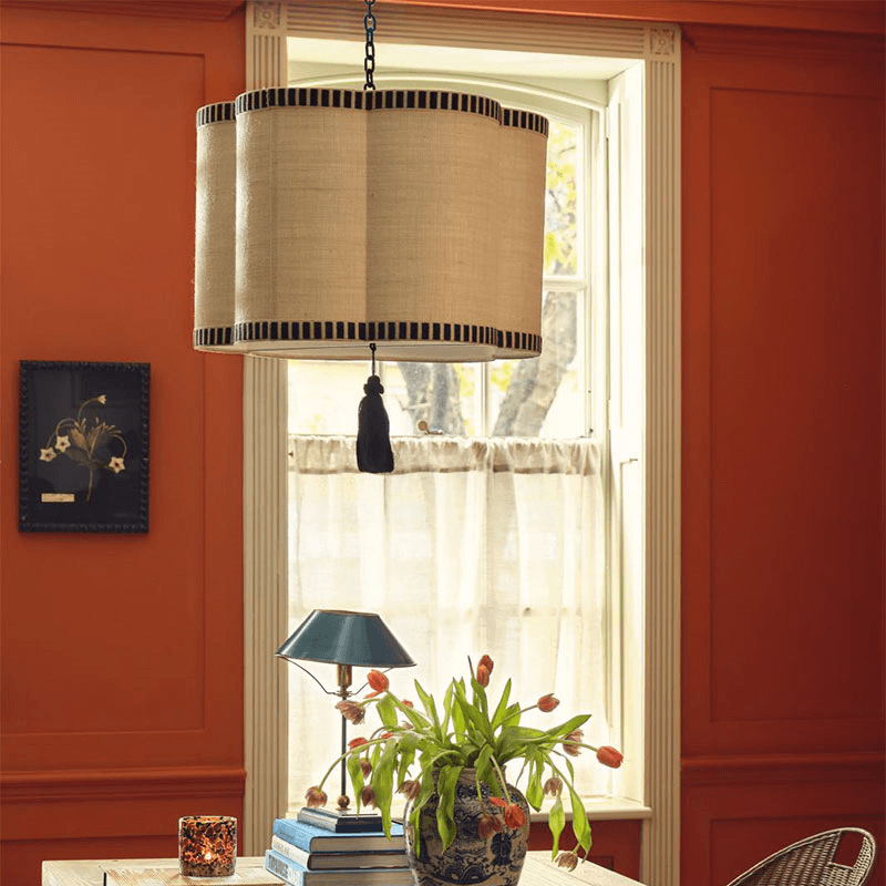 Asphodel Lampshade, 55cm, Ivory & Black