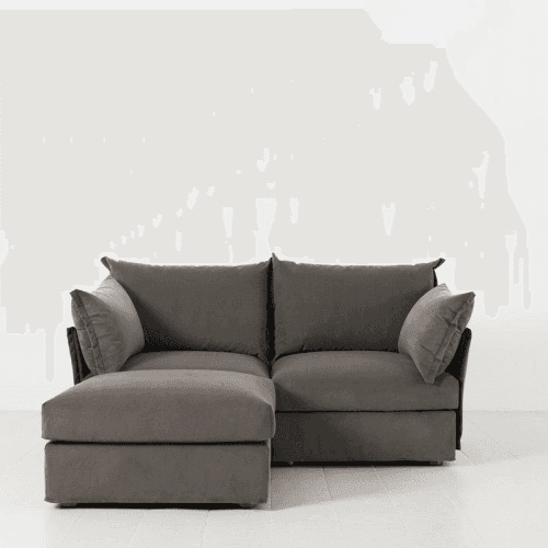 Image showing the Model 06 Velvet 2 Seater Sofa With Chaise, Elephant product.