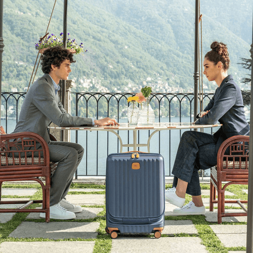 Image showing the Capri Carry-On Suitcase with Front Pocket, H55x W23 X L40cm, Blue product.