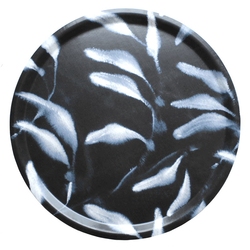 Amongst Round Medium Birchwood Tray, D38cm, Black Navy