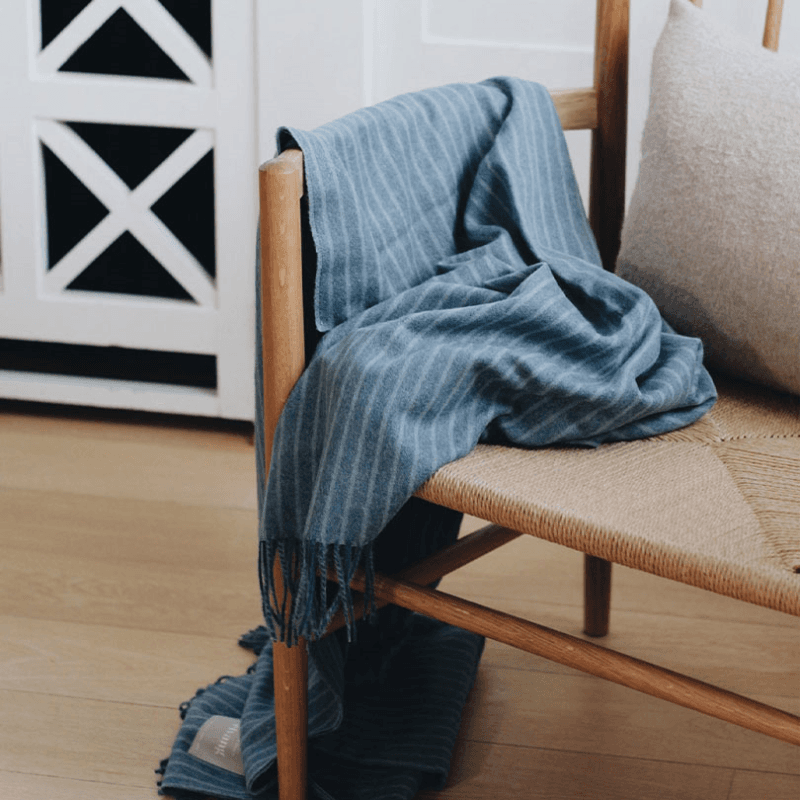 Stripes Throw, H130 x W200cm, Mirage Blue