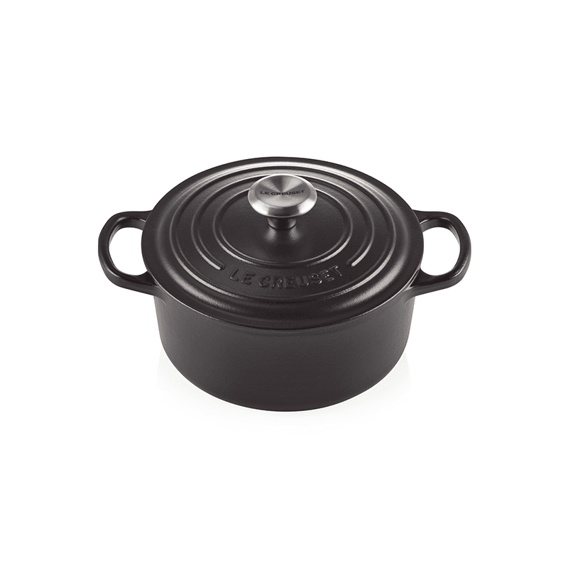 Signature Cast Iron Round casserole, 22cm - 3.3 litre, Satin Black