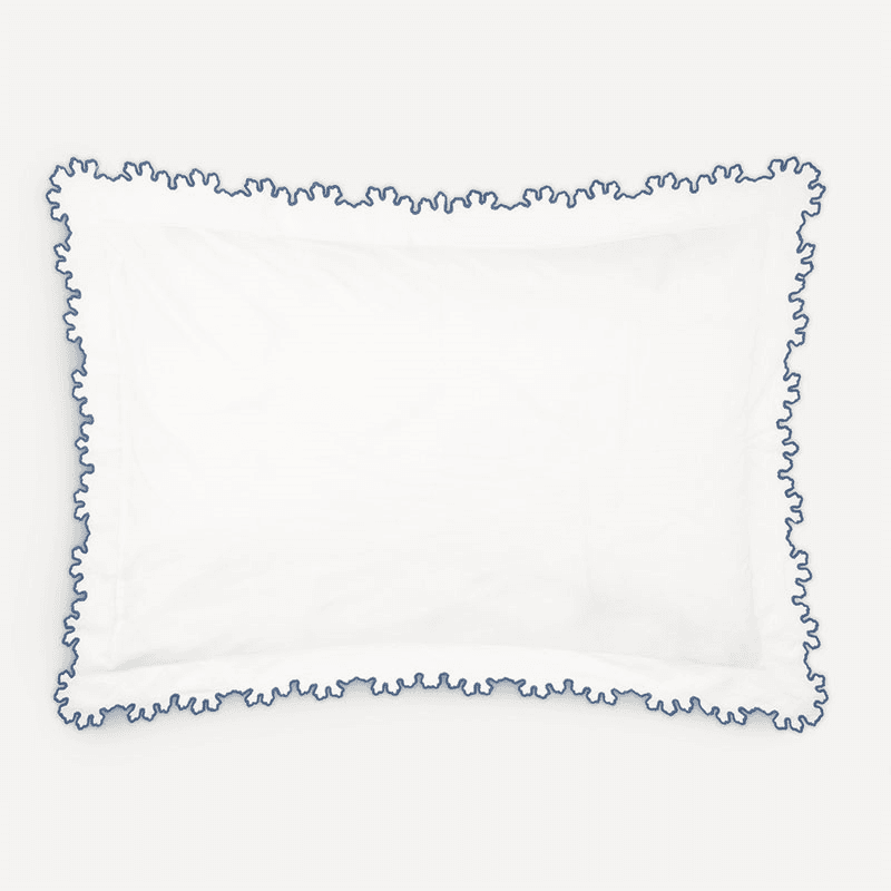 Thea Scalloped Oxford Pillowcase, Standard, Denim