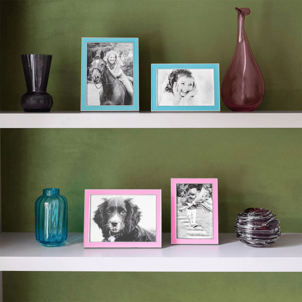 Enamel Silver Plate Photo Frame
