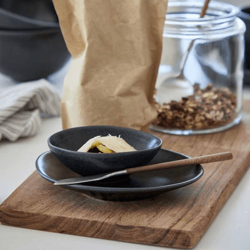 Livia Set of 6 Oval Plates, D16cm, Matte Black