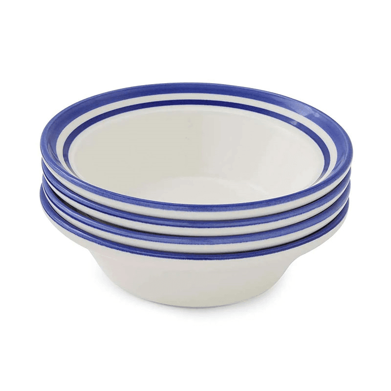 Potter's Stripe Set of 4 Oatmeal Bowls, D16.5cm, Blue