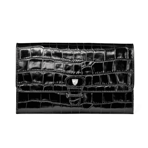 Image showing the Classic Travel Wallet, L14 x W9.5cm, Black Croc product.