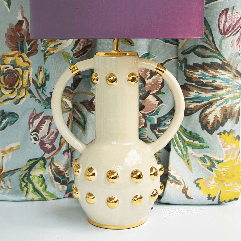 Carnival Collection Zebedee Hand Thrown Ceramic Table Lamp Base Only, Gold
