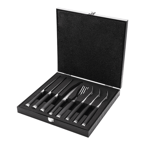 Image showing the Katana Saya Pakkawood 8 Pce Steak Knife & Fork Set product.