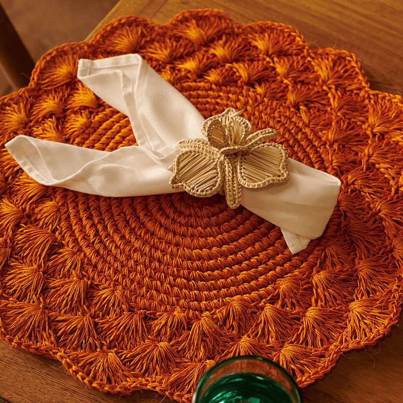 Clara Set of 2 Woven Placemats, D39cm, Terracotta