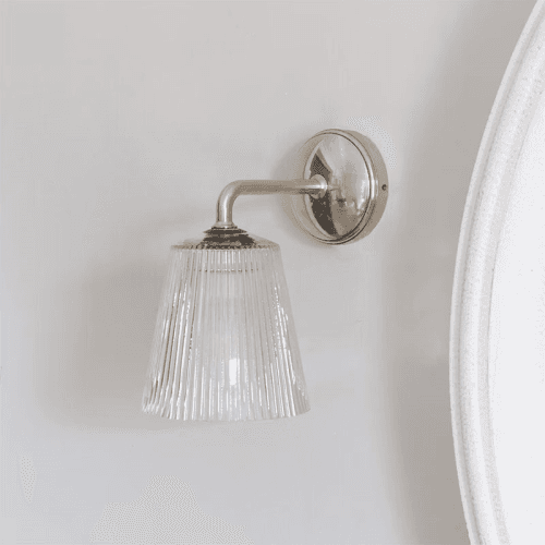 Image showing the Richmond  Flutted Glass Wall Light, H17cm, Polished Nickel product.
