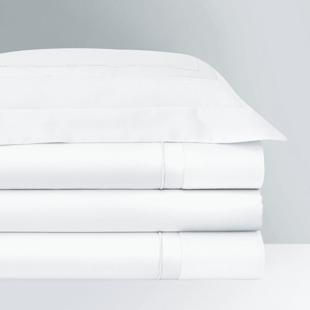 Lutece - 300 Thread Count Egyptian Cotton Sateen King/super king flat sheet, 270 x 295cm, Blanc