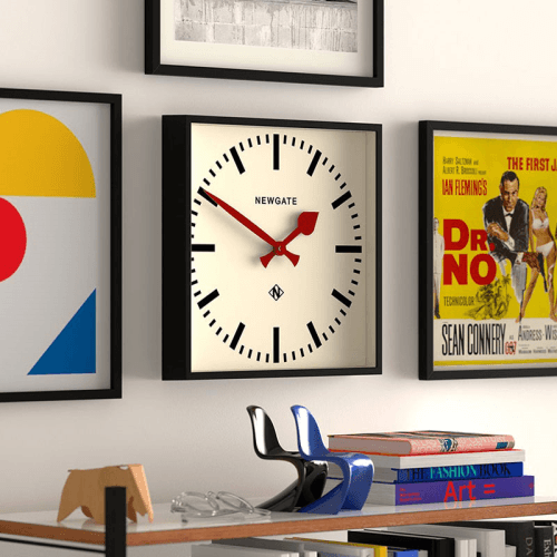 Image showing the Number Five Wall Clock with Red Hands, 33.5cm, Black product.