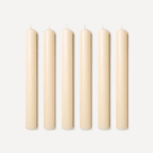 Image showing the Foxglove Set of 6 Dinner Candles, H20cm, Ivory product.