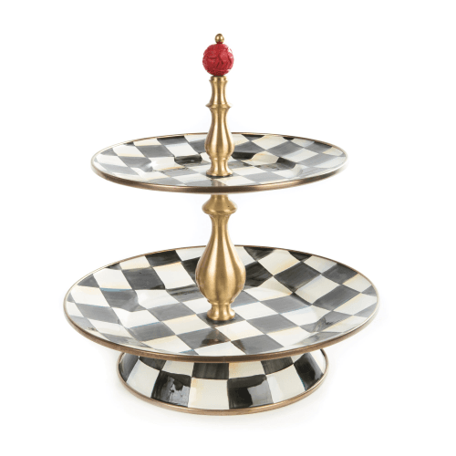 Image showing the Courtly Check 2 tier sweet stand, 26 x 28cm, Enamel product.