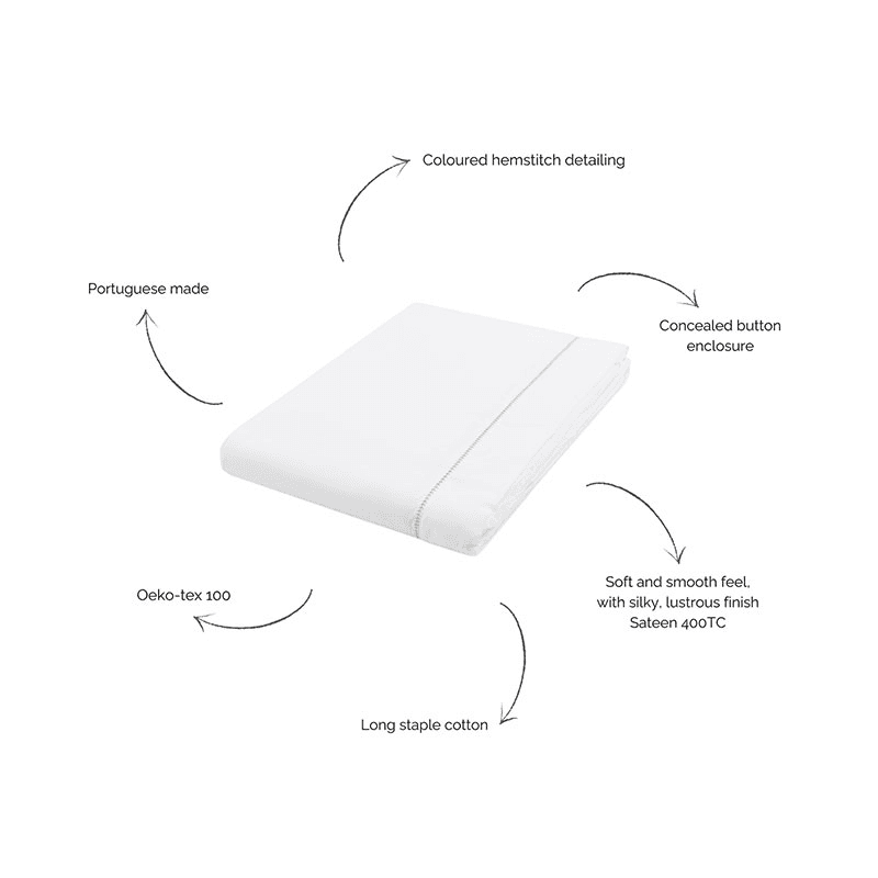 Porto Hemstitch Duvet Cover, Superking, Straw