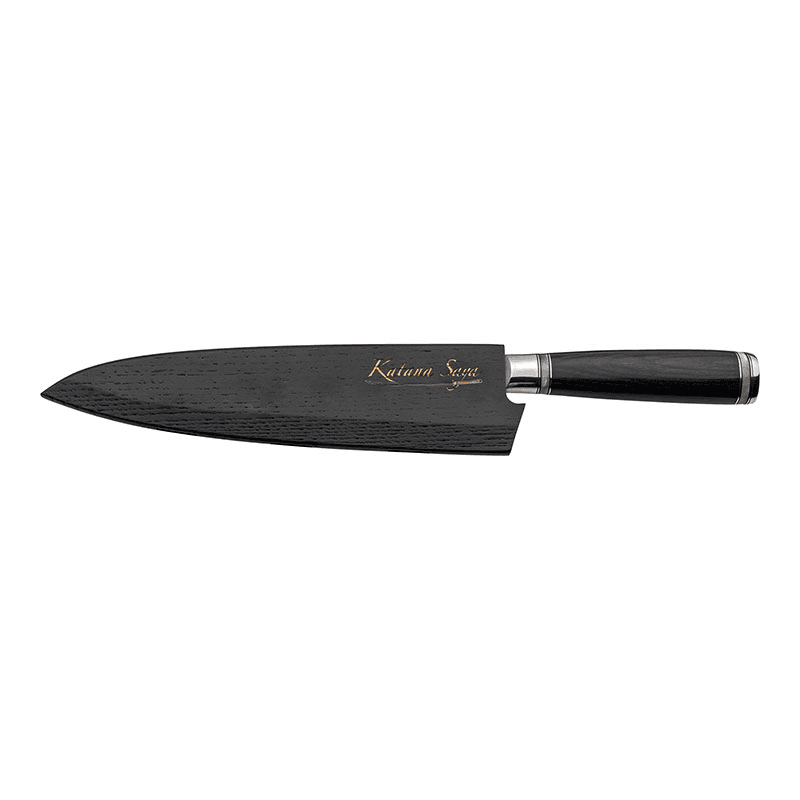 Katana Saya Pakkawood Gyuto Knife, 20cm Damascus Blade