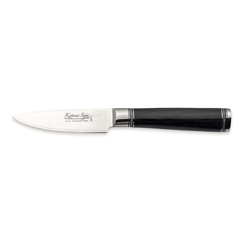 Katana Saya Pakkawood Paring Knife, 9cm Damascus Blade