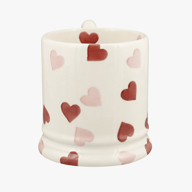 Pink Hearts Mug, 300ml, Cream