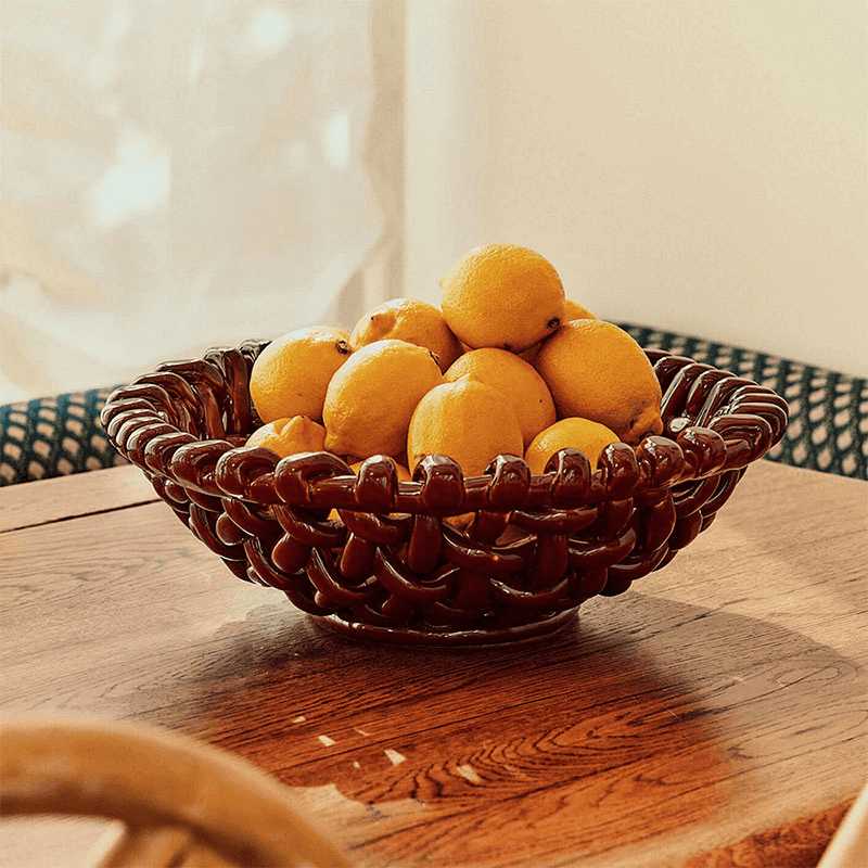 Juicy Basketweave Bowl, D39cm, Burgundy