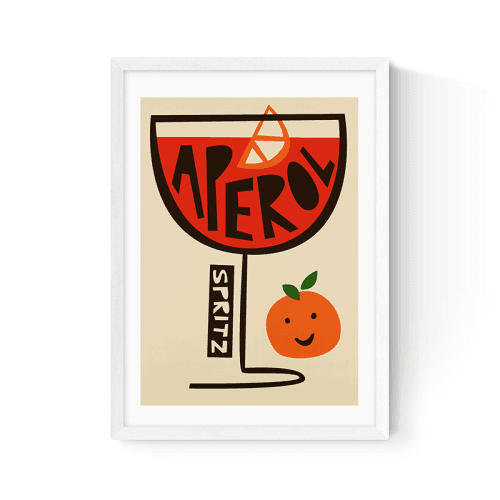 Image showing the Fox and Velvet Aperol Spritz Art Print, H44 x W32cm, Multi product.