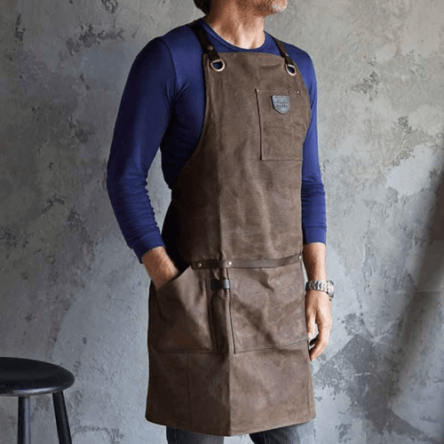 Image showing the Waxed Canvas Apron, Tobacco Brown product.