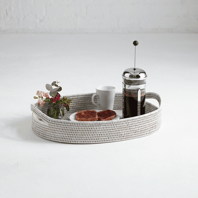 Pegu Rattan Tray, 55 x 40cm, White