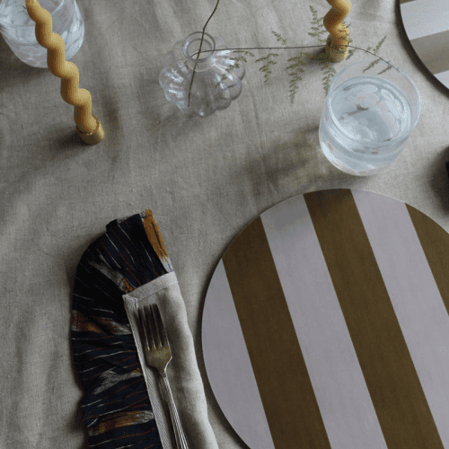 Image showing the Stripe Placemat, D28cm, Ochre product.