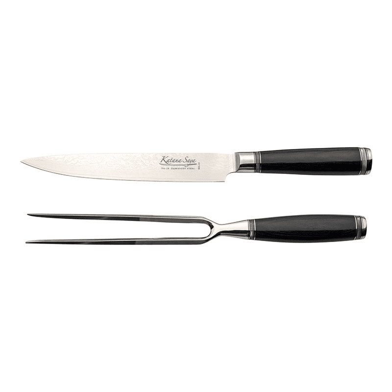 Katana Saya Pakkawood 2 Pce Carving Knife & Fork Set