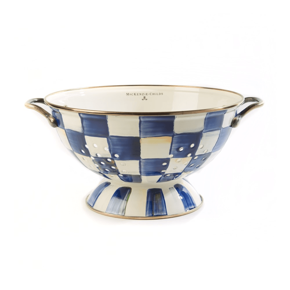 Royal Check Colander, 24cm, Blue & White