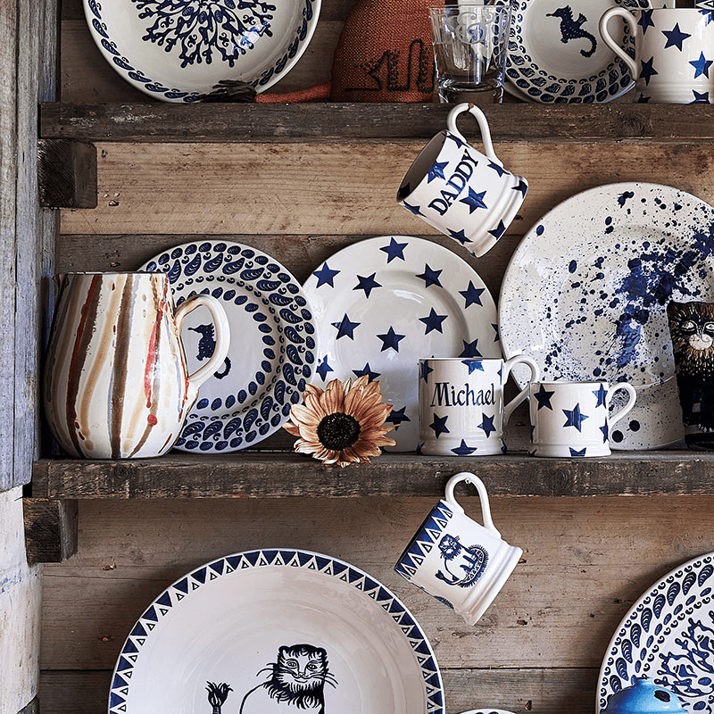 Blue Star Plate, D22cm, Cream
