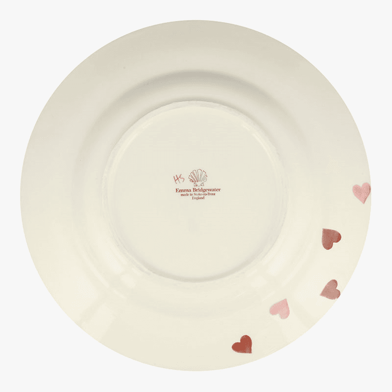 Pink Hearts Plate, D27cm, Cream