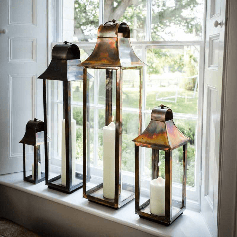 Tonto Lantern, H50cm, Burnished copper/Clear