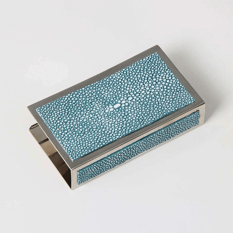 Large Match Box Holder, 13 x 7cm, Teal Shagreen