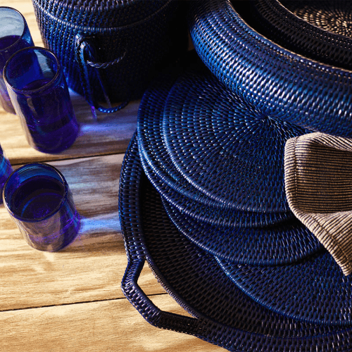 Image showing the Latha Set of 4 Placemats, D27cm, Dark Blue product.