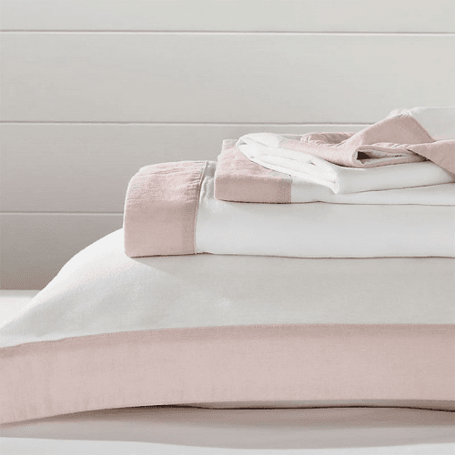 Image showing the Portobello Double Flat Sheet, White/Petal product.