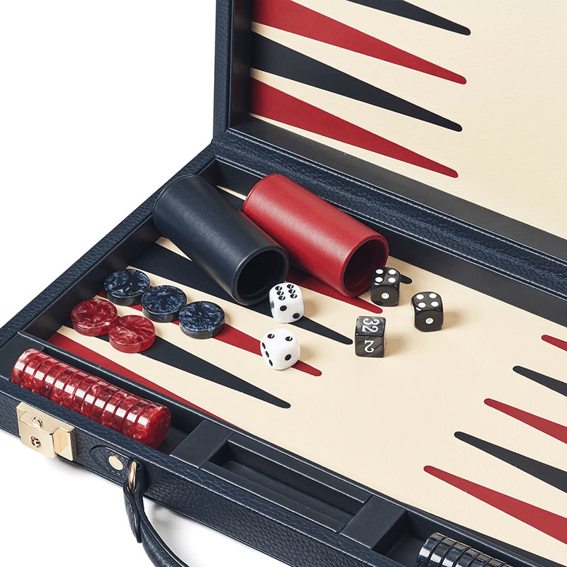 Backgammon Set, L38 x W23cm, Navy Pebble