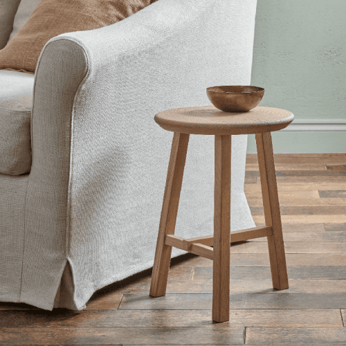 Image showing the Northwich Round Stool, Natural Oak product.